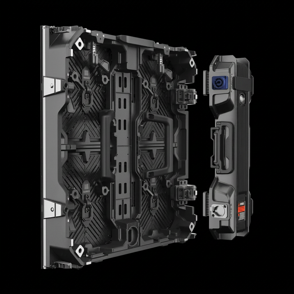 RN II cabinet rear and side profile with tool-free handles