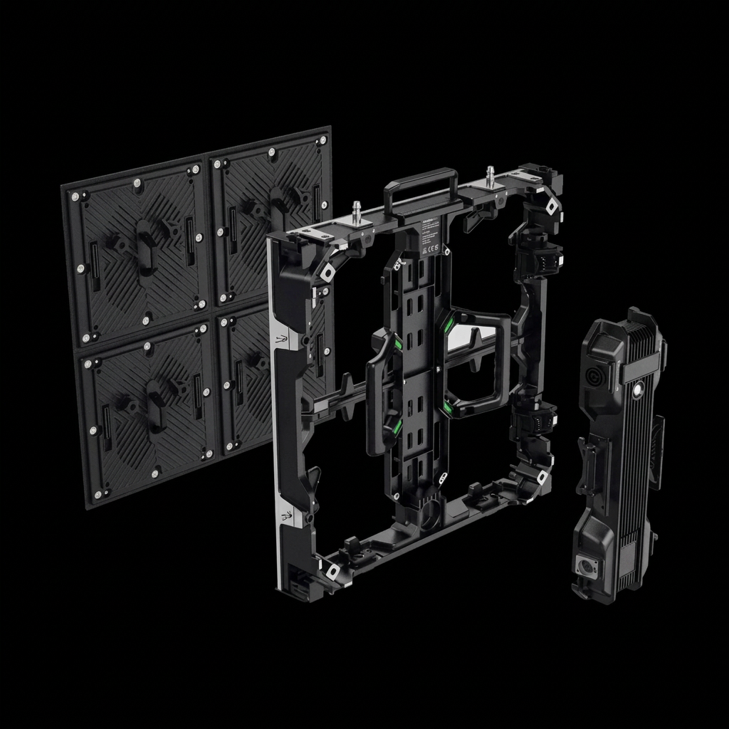 RN II exploded view of magnetic LED modules and cabinet frame