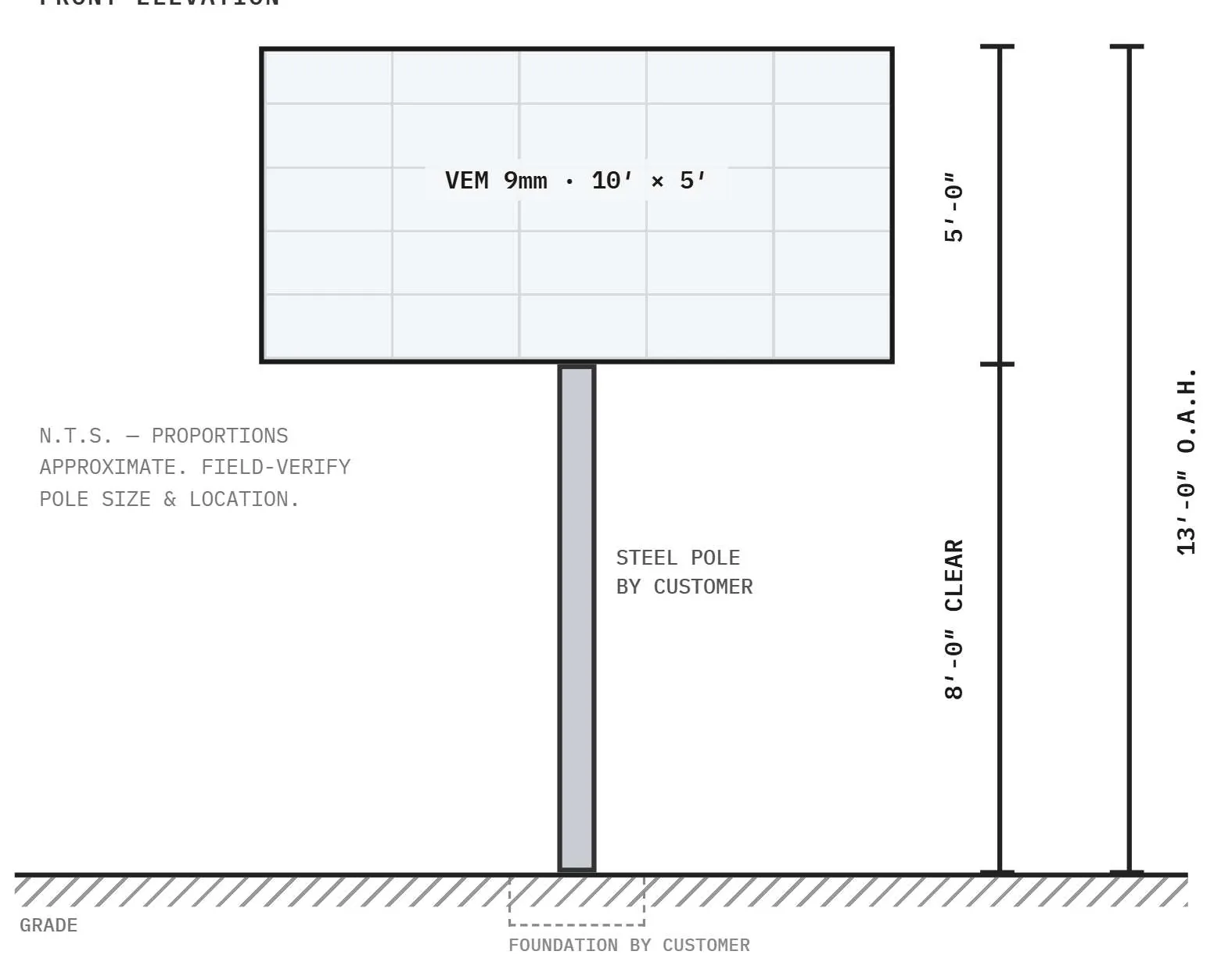 Pole-mounted LED display drawing